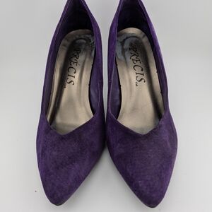 PRECIS Vintage Purple Pointed Toe Suede Pumps for Women